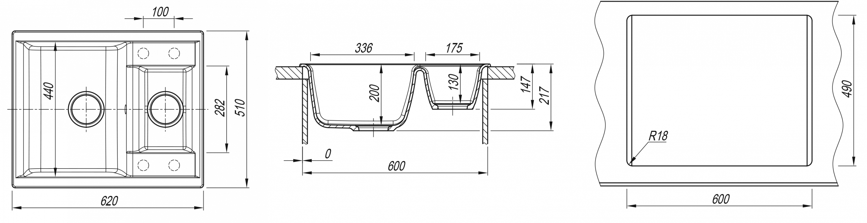 картинка Мойка для кухни Dr. Gans АСТРА-620К 