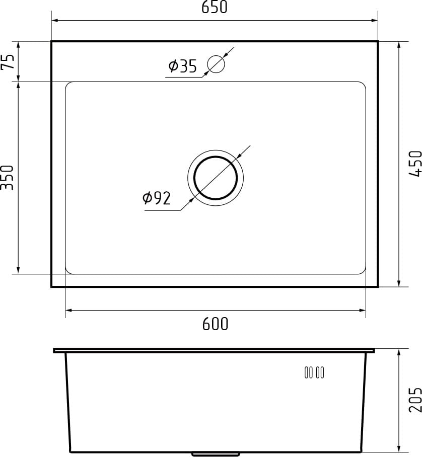 картинка Мойка для кухни Granfest 6545 PVD графит 