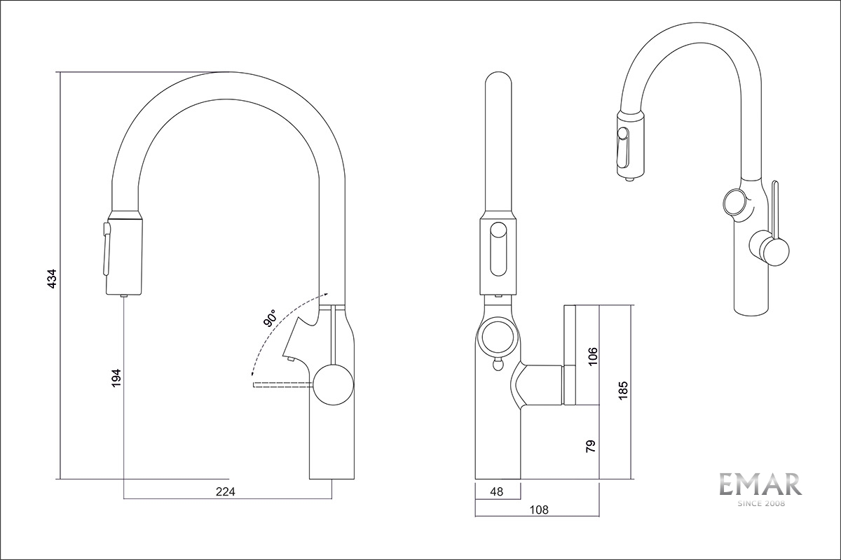картинка Смеситель Emar OL - 8018 MATT GOLD 