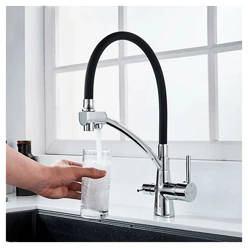 картинка Смеситель Ledeme L4855-2 хром/черный шланг  картинка Смеситель Ledeme L4855-2 хром/черный шланг