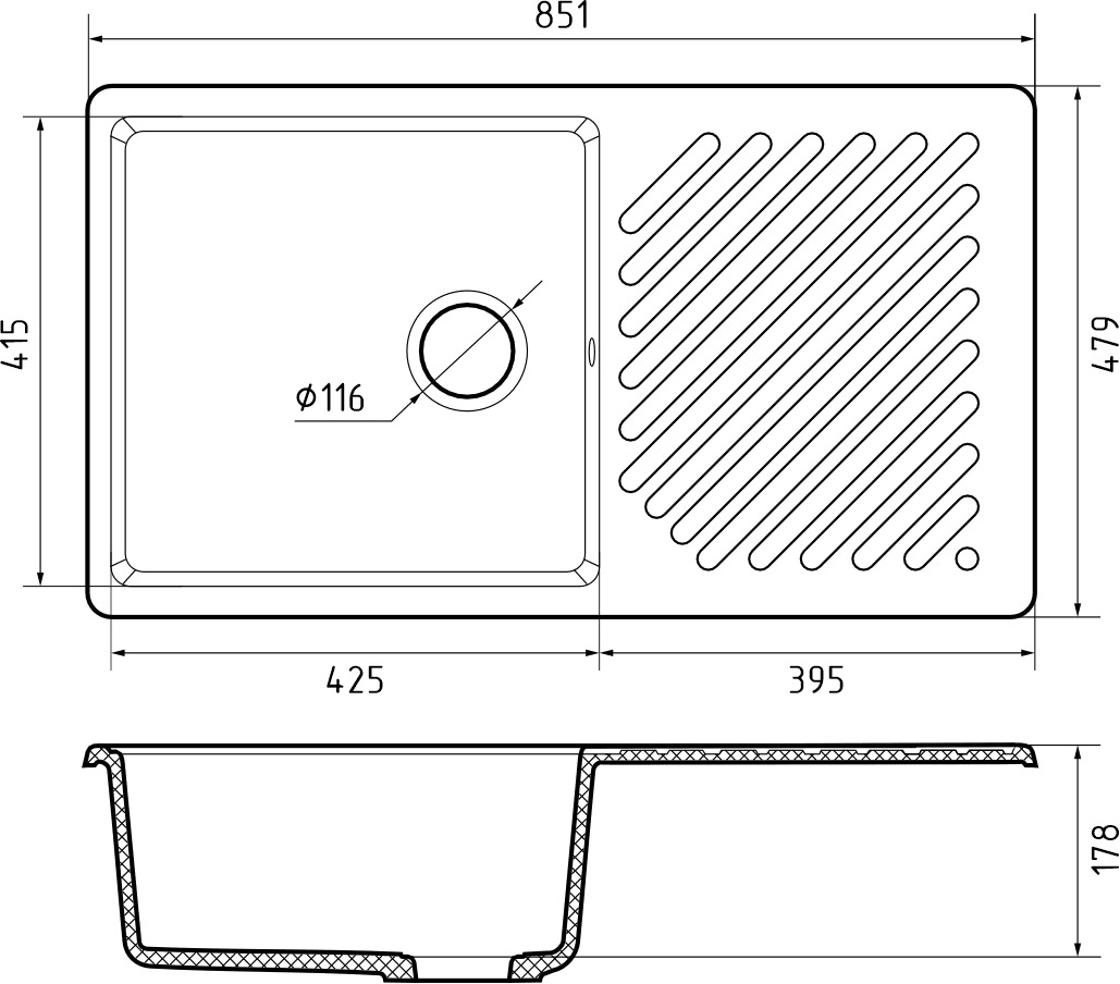 картинка Мойка для кухни Granfest-Quarz GF-ZL-53 