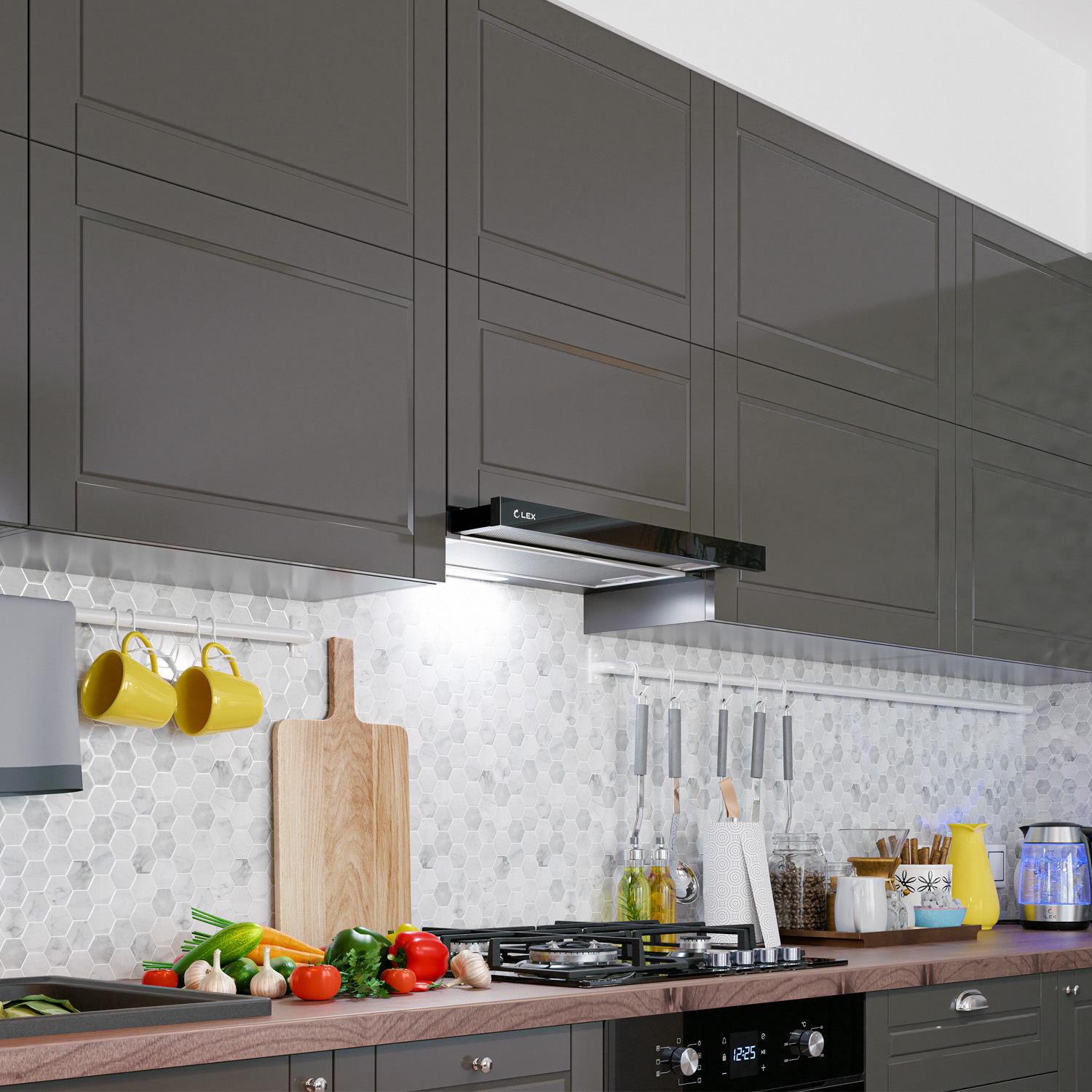 картинка Кухонная вытяжка Lex HIDE 600 BLACK 