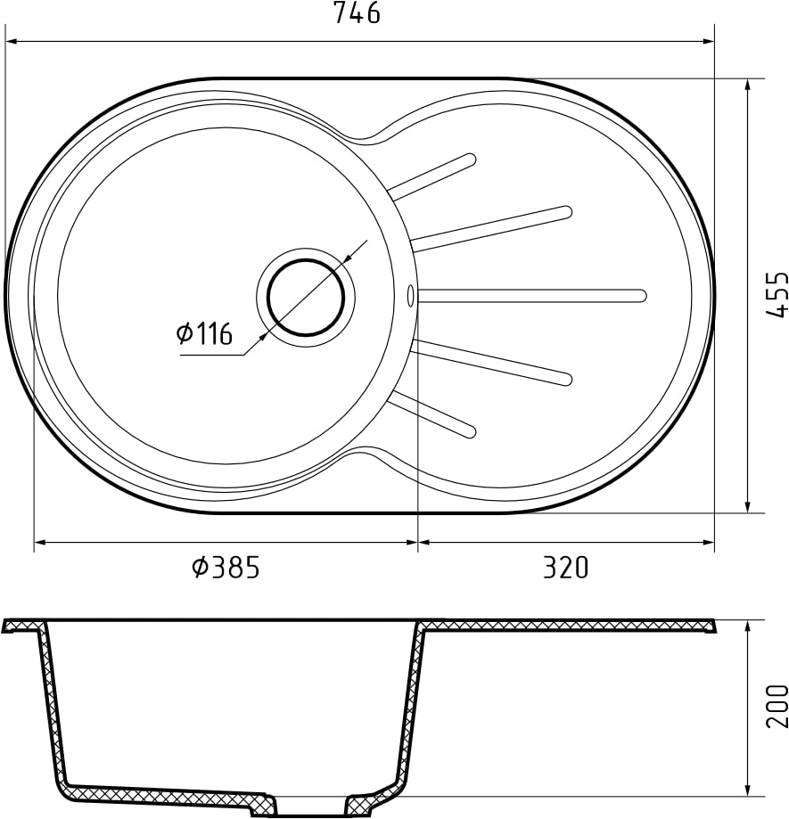 картинка Мойка для кухни Granfest GR-R750L 