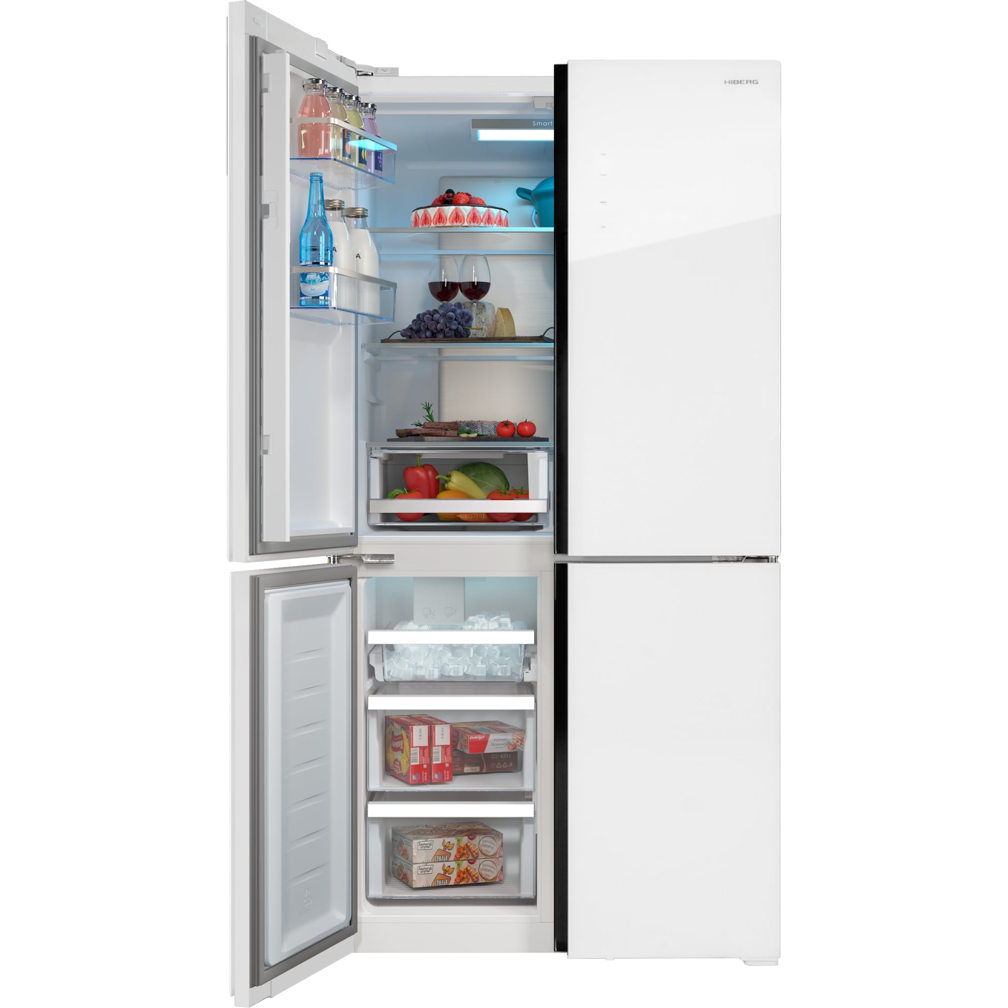 картинка Отдельностоящий холодильник Hiberg RFQ-555DX NFGW Inverter  картинка Отдельностоящий холодильник Hiberg RFQ-555DX NFGW Inverter