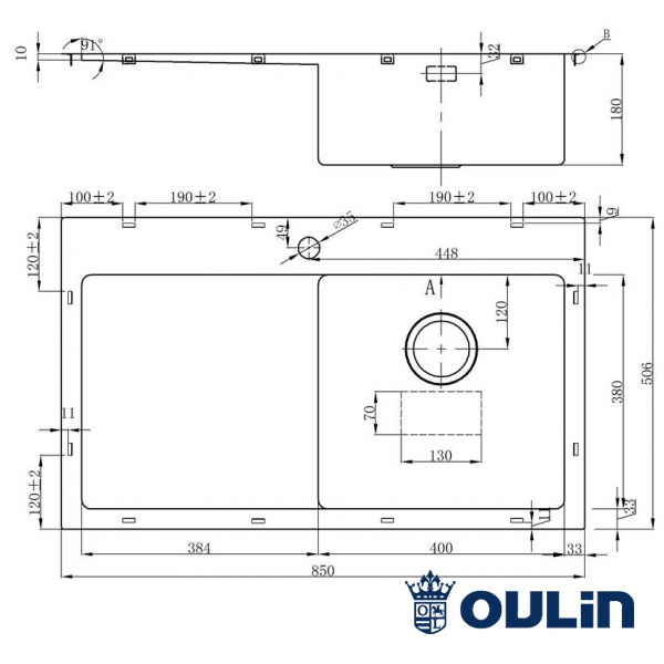 картинка Мойка для кухни Oulin OL-FTR102R  картинка Мойка для кухни Oulin OL-FTR102R