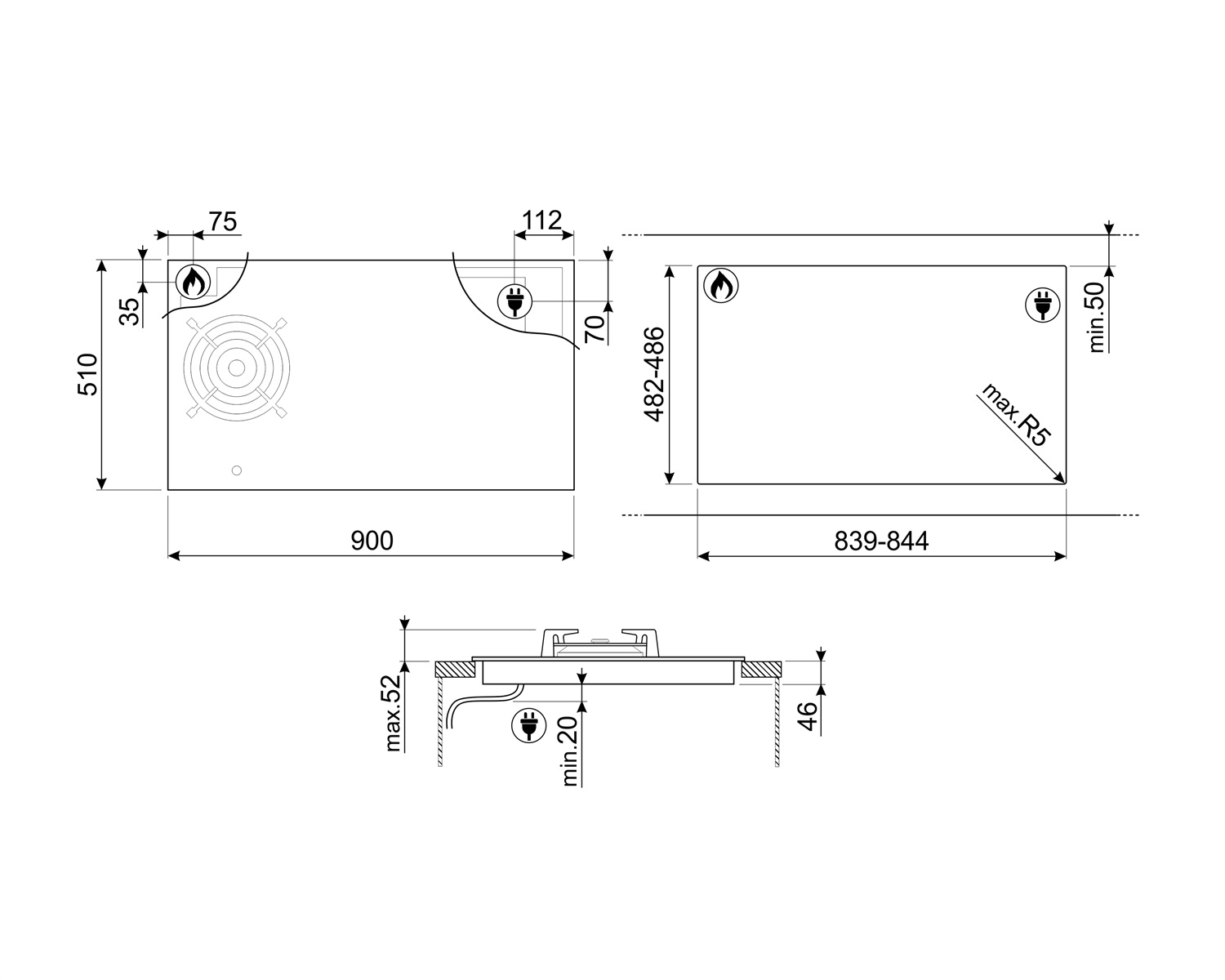 картинка Варочная панель Smeg PM6954R 