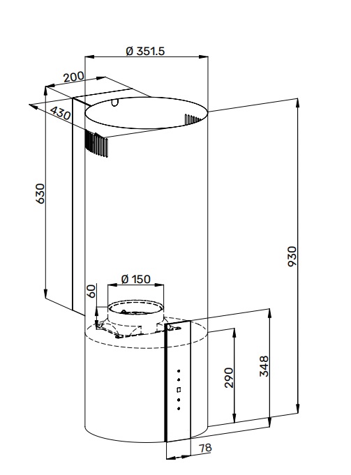 картинка Кухонная вытяжка Kuppersberg WL-TUBA 35 B  