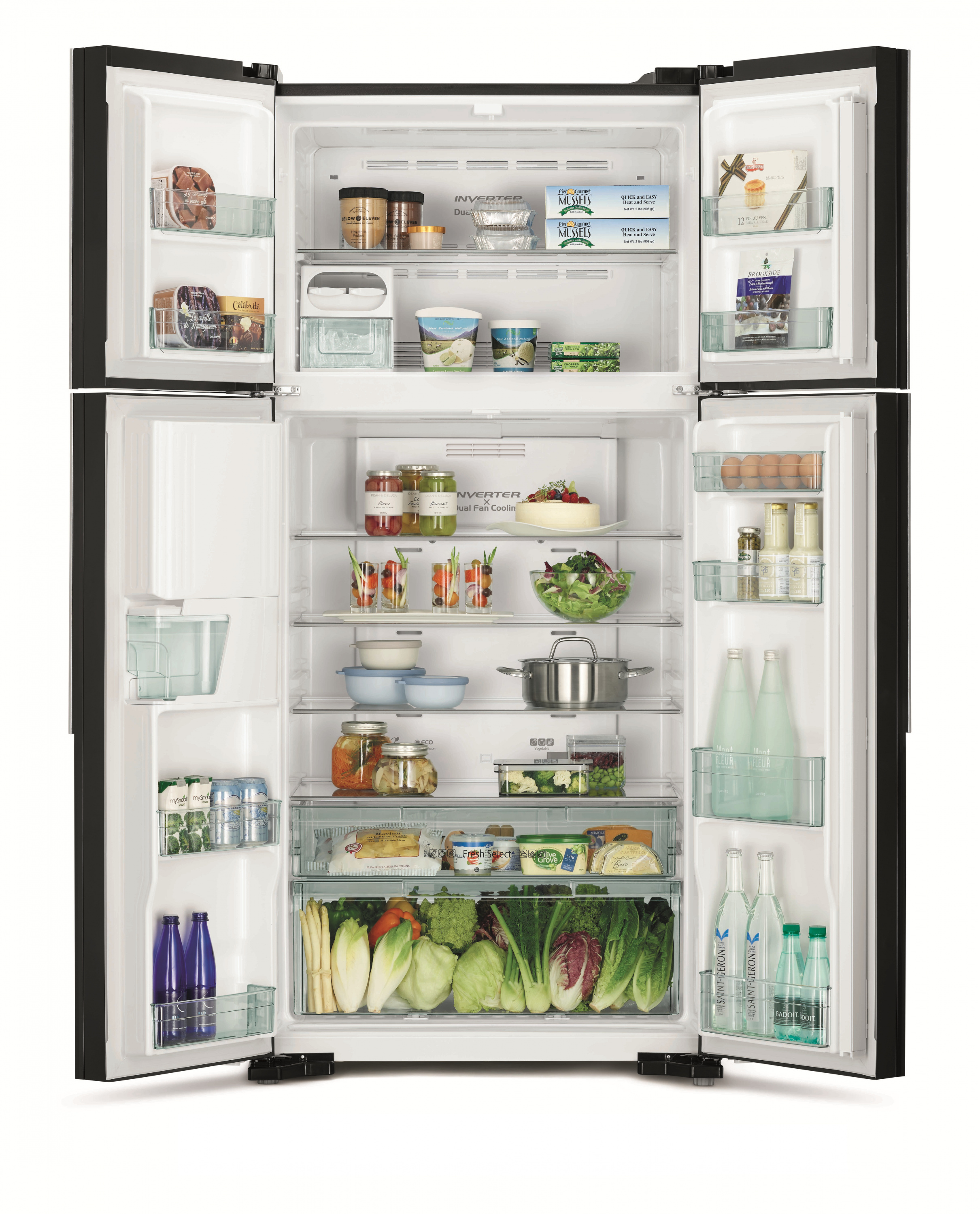 картинка Отдельностоящий холодильник Hitachi R-W660PUC7 GBK черный 