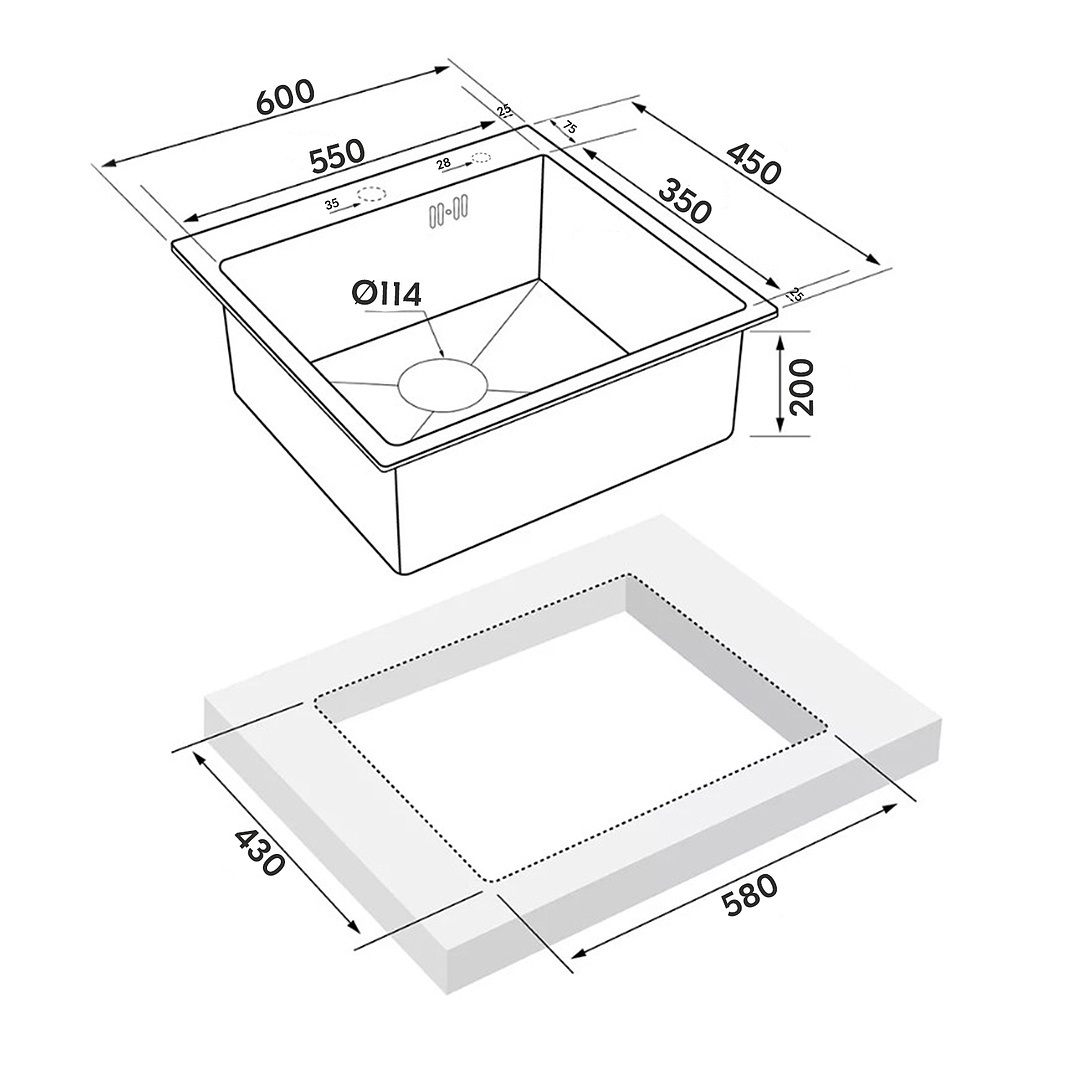 картинка Комплект мойка и смеситель Gerda 6045 G+SM.Black 
