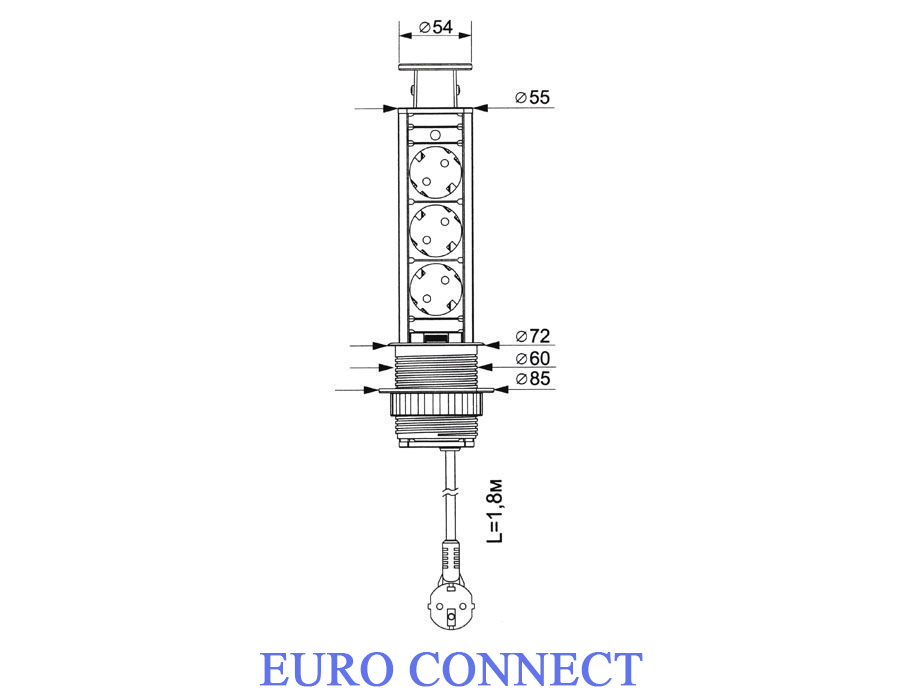 картинка Встраиваемая розетка GLS 3X16 EURO серебристый 