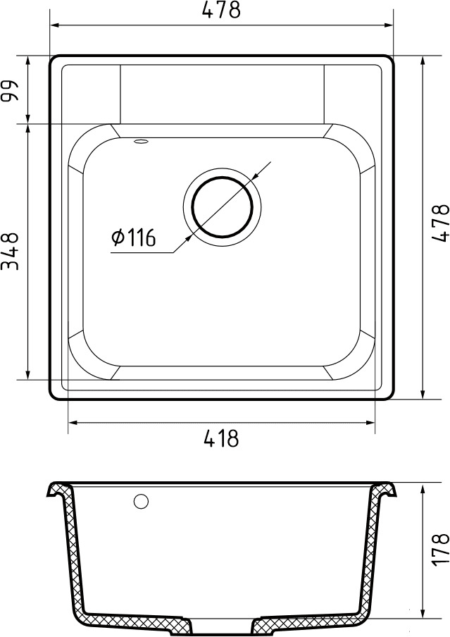 картинка Мойка для кухни Granfest-Quarz GF-Z48 песочный 
