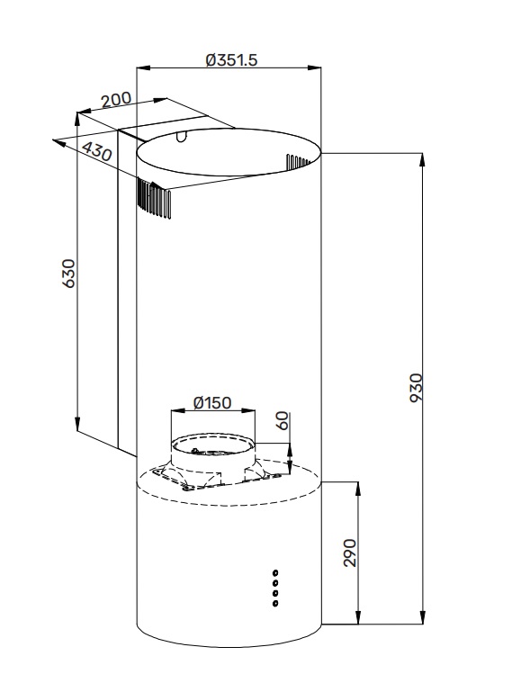 картинка Кухонная вытяжка Kuppersberg WL-TUBA 35 X 