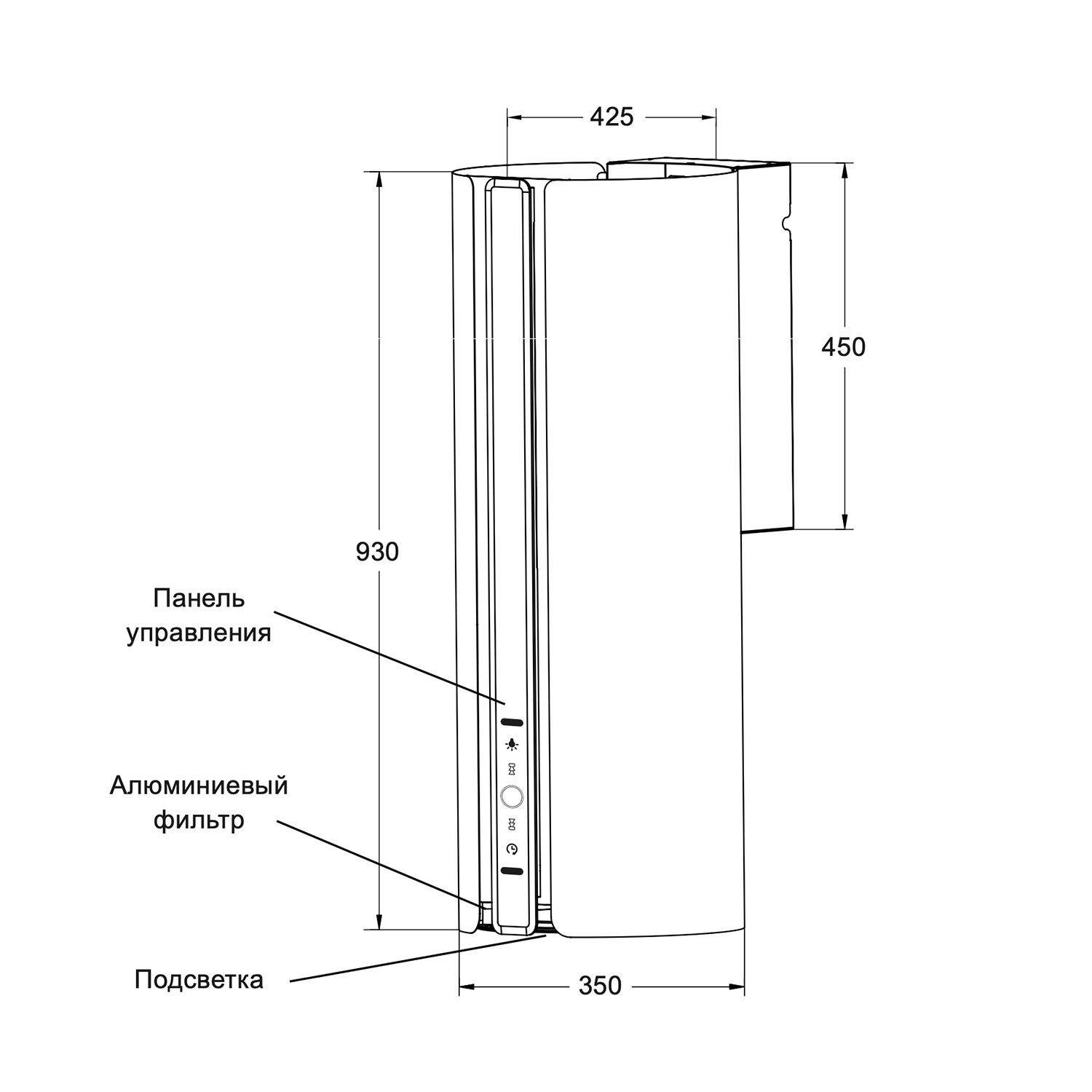 картинка Кухонная вытяжка Lex TORO 350 BLACK 