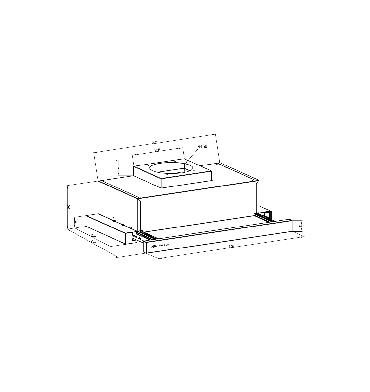картинка Кухонная вытяжка Millen MBKHS 601 WH  картинка Кухонная вытяжка Millen MBKHS 601 WH