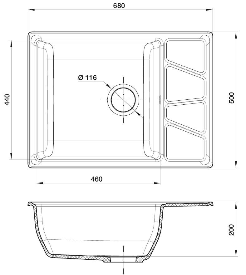картинка Кухонная мойка Granfest GF-V680L 