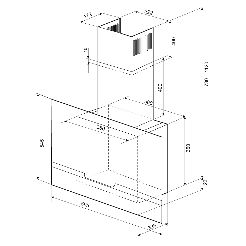 картинка Кухонная вытяжка Krona DOMENIKA 600 BLACK/INOX S 