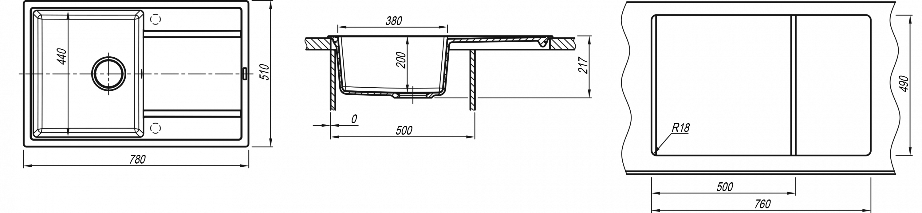 картинка Мойка для кухни Florentina Липси-780 