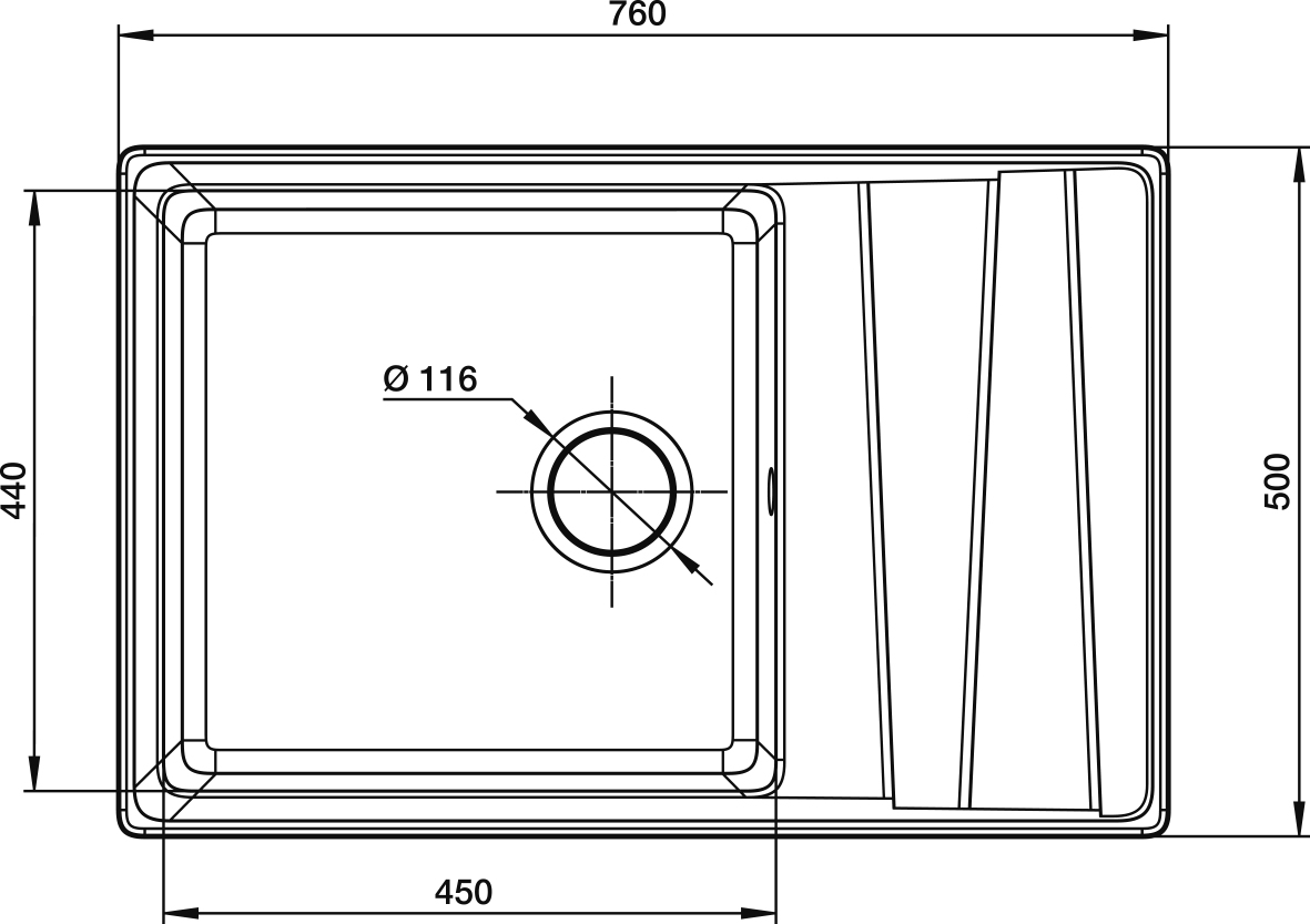 картинка Мойка для кухни Granfest GF-LV-760L 