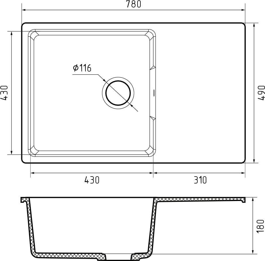 картинка Мойка для кухни Granfest Urban 678L 