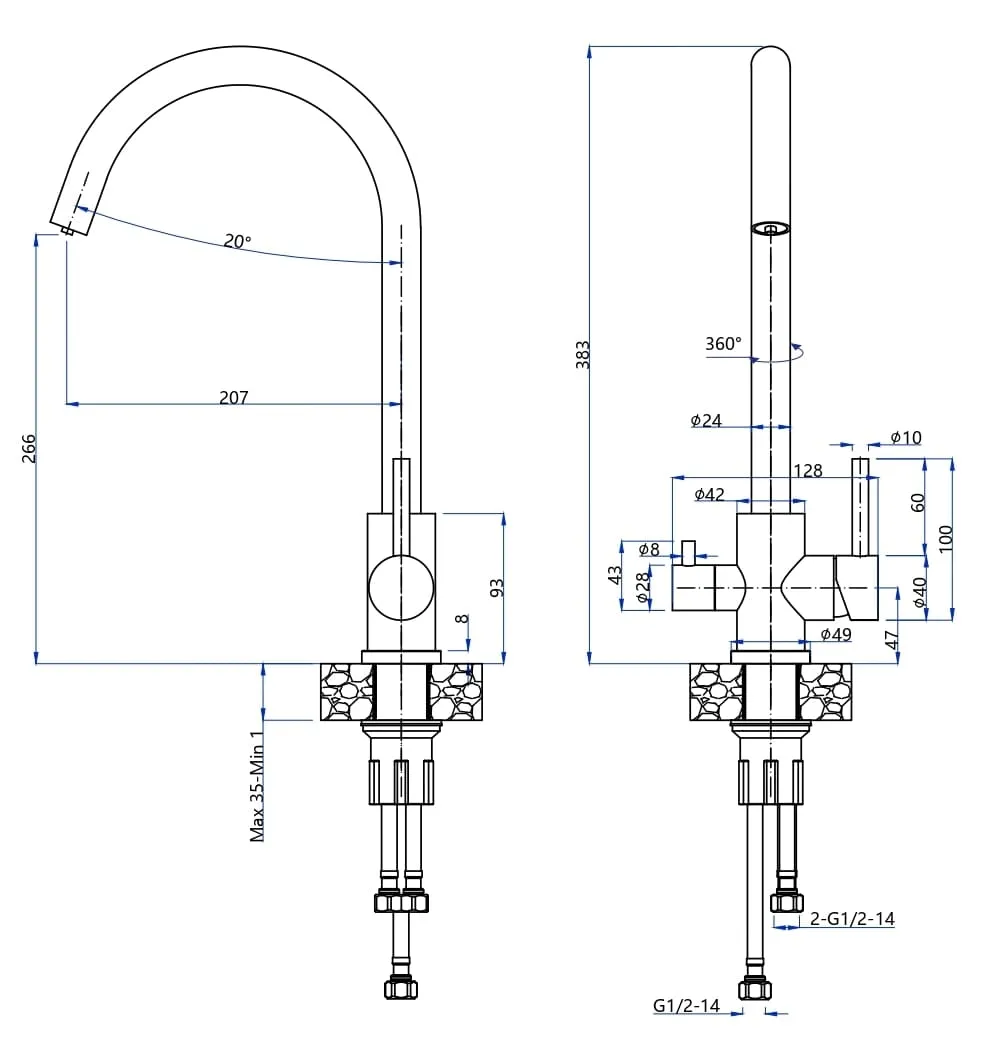 картинка Смеситель Granfest Z-5420 графит 