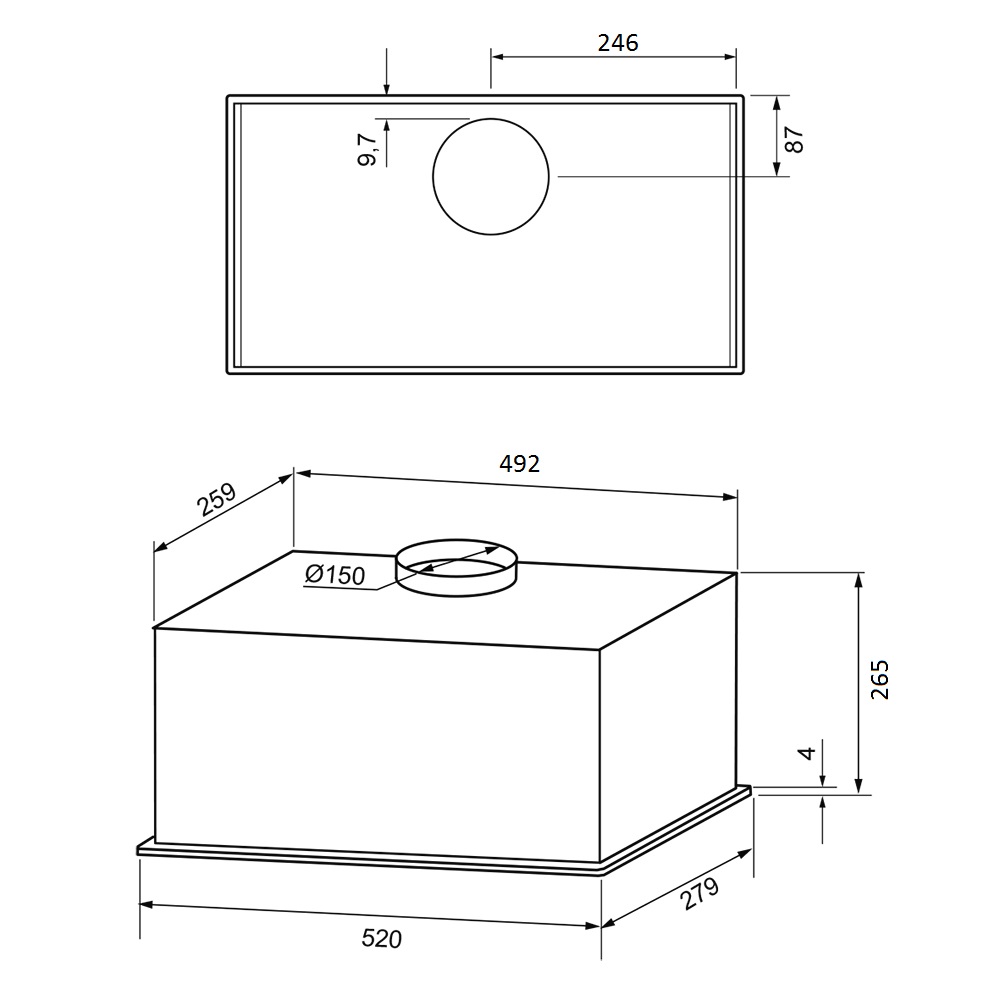 картинка Кухонная вытяжка полновстраиваемая Krona ASPEN 600 WHITE SGC 