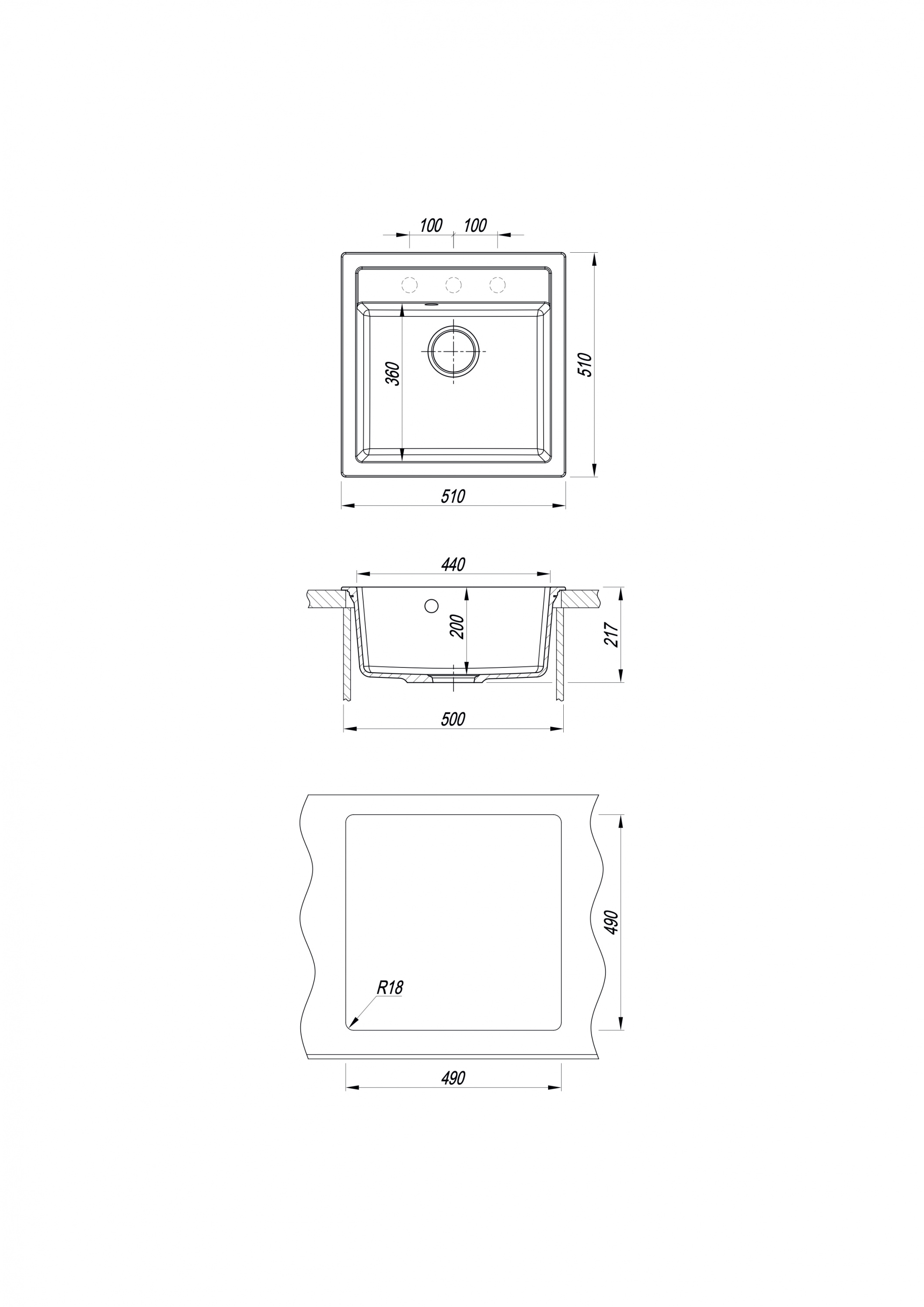 картинка Мойка для кухни Florentina ЭСТЕЛЬ 510 