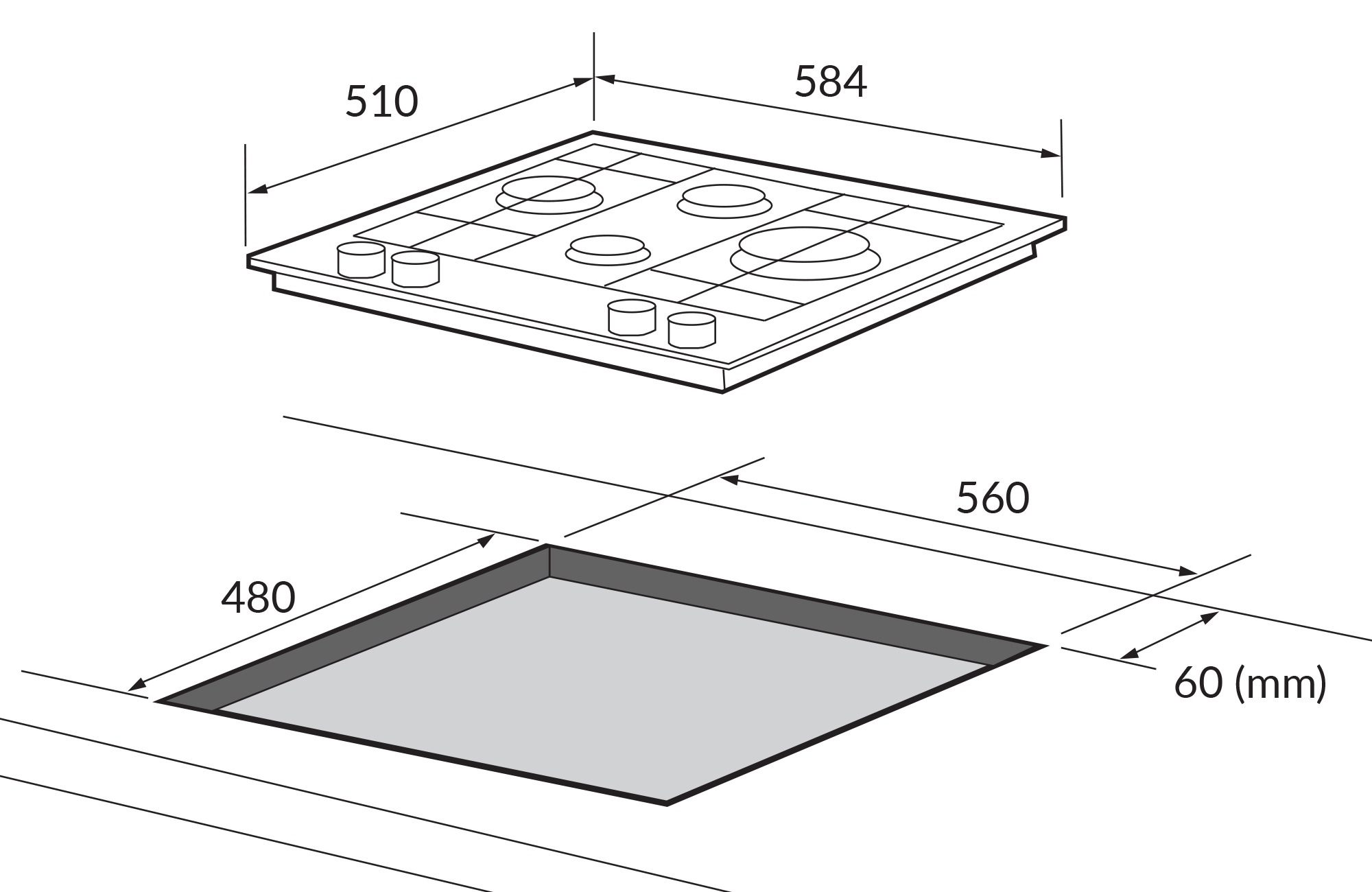 картинка Газовая варочная поверхность HIBERG VM 6145 W 
