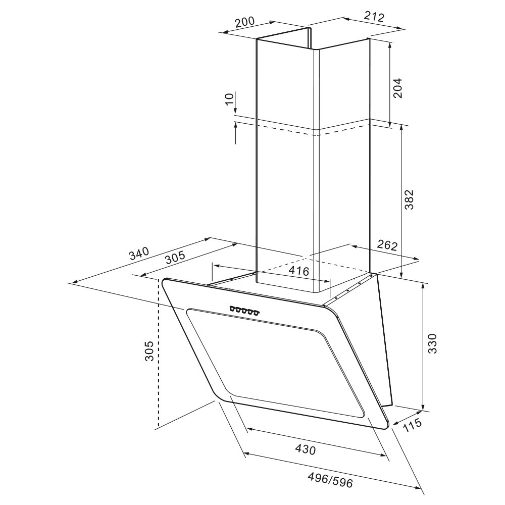 картинка Кухонная вытяжка Krona LIVA 600 BLACK S 