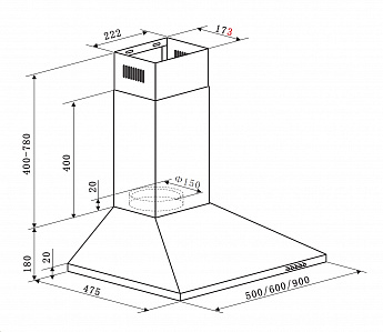 картинка Кухонная вытяжка Weissgauff Zosma 60 PB WH 