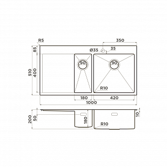 картинка Мойка для кухни Omoikiri Akisame-100-2-IN-R 