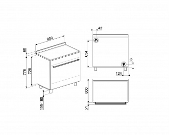 картинка Комбинированная кухонная плита Smeg SUK91MFX9  картинка Комбинированная кухонная плита Smeg SUK91MFX9