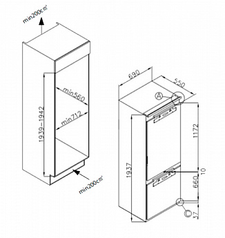 картинка Встраиваемый холодильник Millen MBI193.7D 