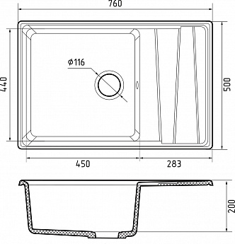 картинка Мойка для кухни Granfest GF-LV-760L 