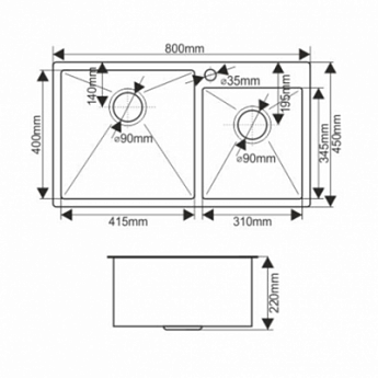 картинка Мойка для кухни Melana S8045HB PROFLINE графит 