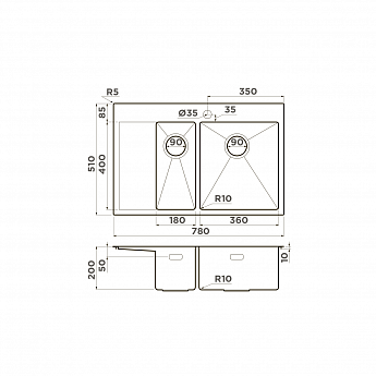 картинка Мойка для кухни Omoikiri Akisame-78-2-GM-R 