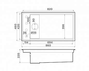 картинка Кухонная мойка Omoikiri Kinaru 86-U/I 