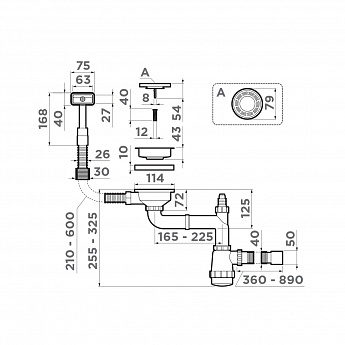 картинка Арматура для одночашевых моек с прямоугольным переливом WK-1 