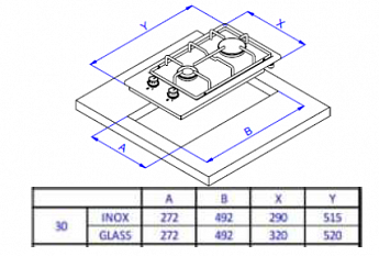 картинка Газовая варочная панель Weissgauff HGG 320 BGL черный 