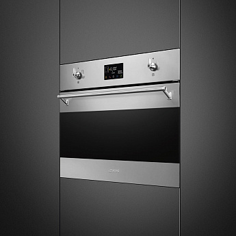 картинка Электрический духовой шкаф с функцией СВЧ Smeg SO4302M1X 