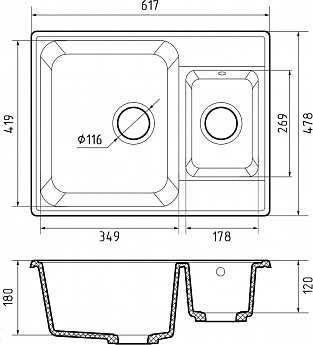 картинка Мойка для кухни Granfest-Quarz GF-Z09 песочный 