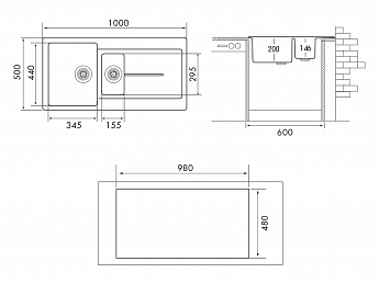 картинка Кухонная мойка Longran Enigma ENG860.500 15 