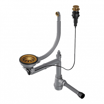 картинка Арматура с клапаном-автоматом для одночашевых моек с круглым переливом WK-1CL-R-A 