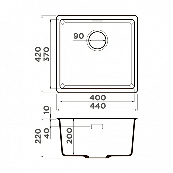 картинка Мойка для кухни Omoikiri KATA-44-U 