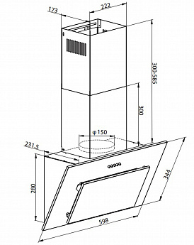 картинка Кухонная вытяжка Weissgauff Yota 600 PB BL 