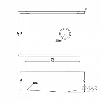 картинка Кухонная мойка Emar EMB-540(UN) PVD Dark 