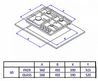 картинка Газовая варочная панель Weissgauff HGG 641 WGSV Nano Glass 