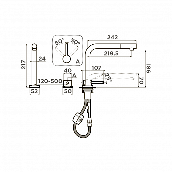 картинка Смеситель Omoikiri Nara-S-GB 