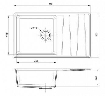 картинка Кухонная мойка Granfest GF-LV-860L 