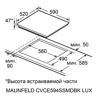 картинка Варочная панель Maunfeld CVCE594SSMDBK LUX  картинка Варочная панель Maunfeld CVCE594SSMDBK LUX