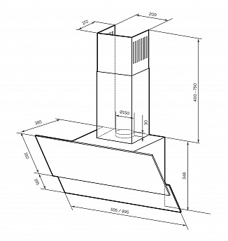 картинка Кухонная вытяжка Lex ARIA 900 BLACK 